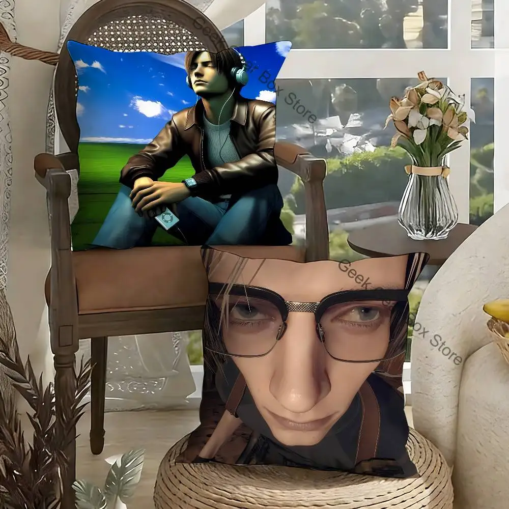 

Cartoon Leon Kennedy Anime Celebrity Merchandise All-Match Printed Pillow Case Sofa Car Office Room Decoration Protector