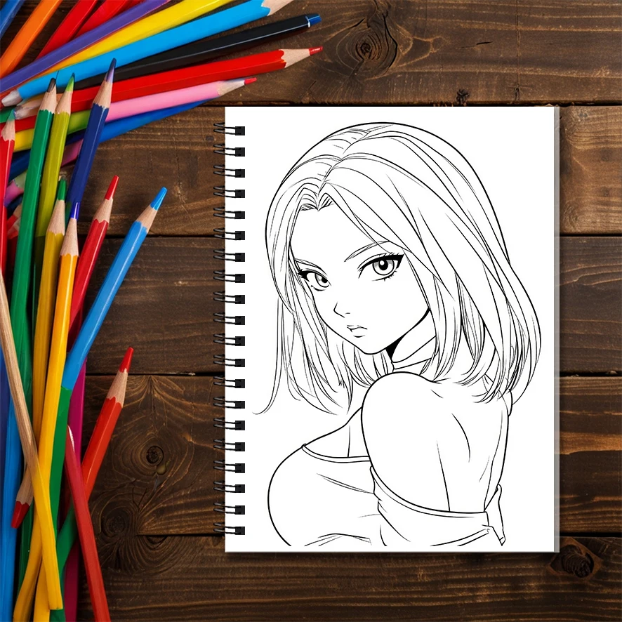 Anime Divas Adult Coloring Book - 8.3x 11.2 Inch 22 Page Coloring Book - Helps Reduce Stress and Ease Emotions