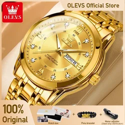 OLEVS 5513 Men's Watches Original Quartz Watch for Man Stainless Steel Waterproof Luminous Dual Calendar Display Reloj Hombre