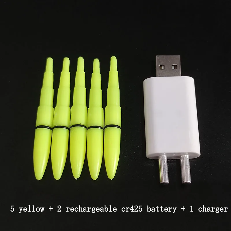 5pcs/lot Fishing Lamp With Rechargeable CR425 Battery Electric Light stick Night Fishing Tackle Accessory Luminous Float A593