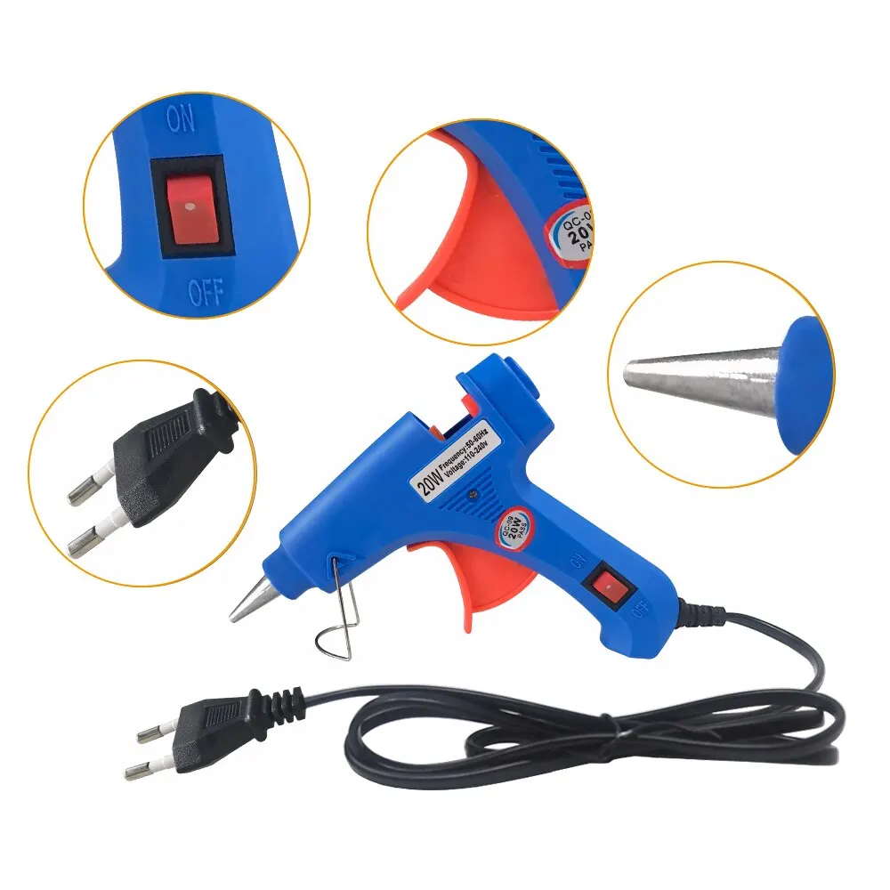 20W Hot Melt Glue Gun Household Industrial Mini Guns Electric Heat Temperature Tool With 7mm Glue Sticks