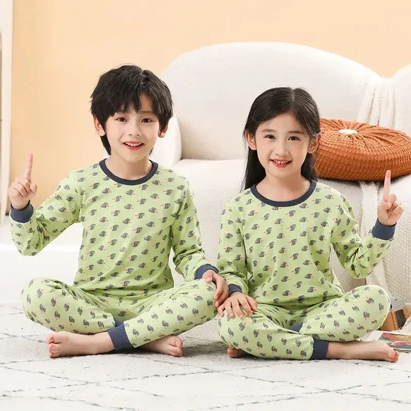 Pijamas infantiles para niños 2 4 5 6 7 8 9 10 11 12 13 14 años Conjunto de ropa de dormir de algodón Pijamas de Navidad Ropa de Pijamas verdes para niños