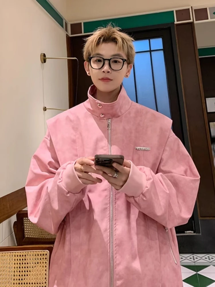 

2025 Trendy Double Zipper PU Leather Jacket Denim Inspired Design for Spring Autumn Comfort​