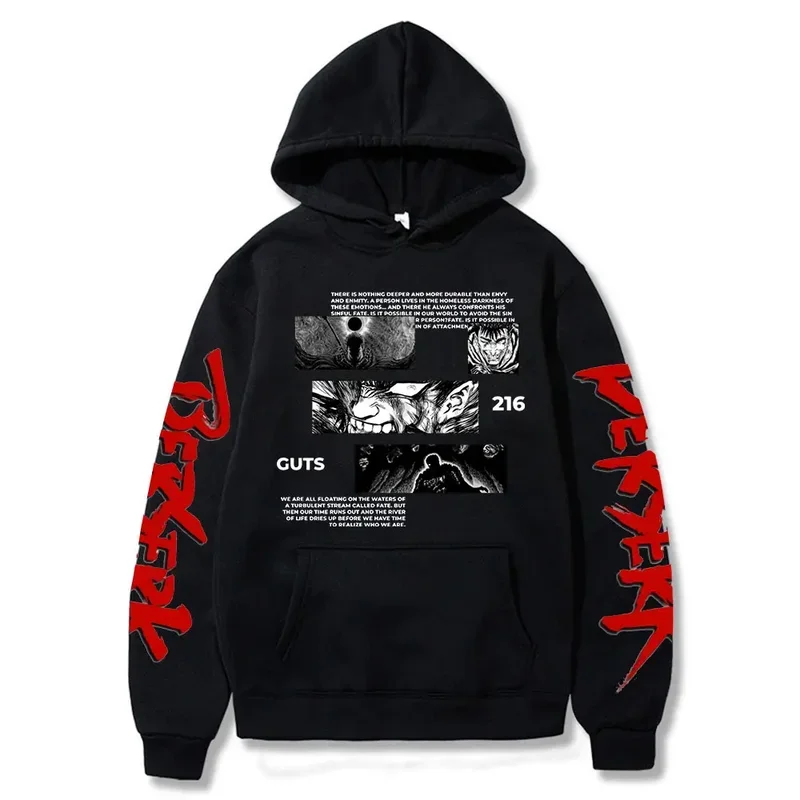 Manga Berserk Guts Hoodie Swordsman Gatsu Sacrifice Zodd Anime Sweatshirts Cotton Long Sleeve Hoodies Hip Hop Pullovers Men Tops