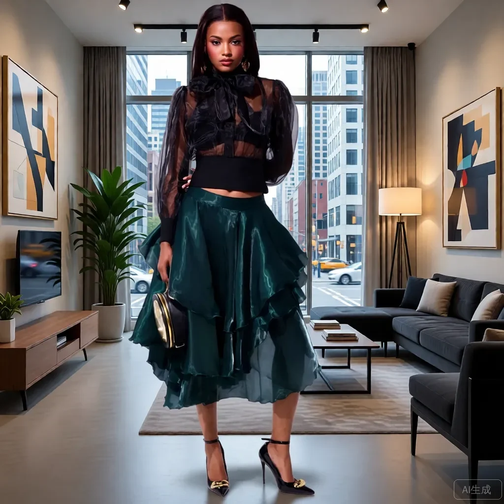 

Изумрудно-зеленая многоуровневая полуюбка трапециевидной формы с рюшами, летняя готическая плиссированная юбка в стиле бохо, винтажная высокая талия со змеиным принтом