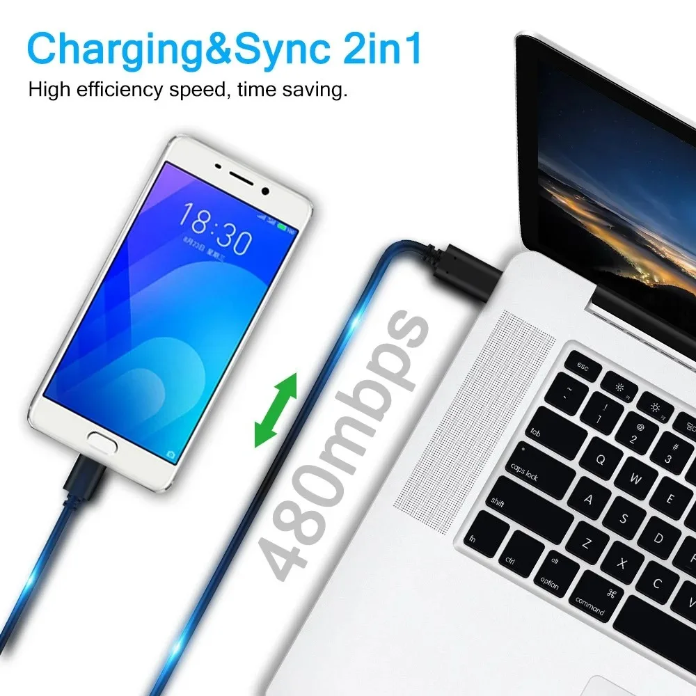 Immagine 4: Cavo da 0,3 m da tipo C a micro USB Cavo da USB 2.0 C a micro-USB OTG per sincronizzazione dati e ricarica per telefono cellulare Samsung Xiaomi Huawei LG