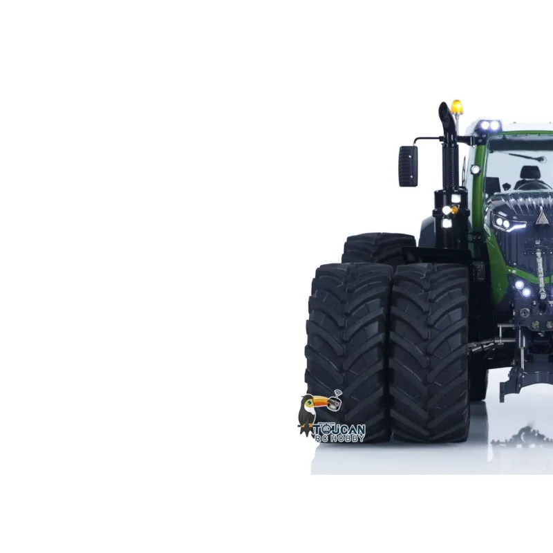 1/14 Metal LESU 4x4 AOUE 1050 Double Wheel Hydraulic RC Tractor Frsky XE Lite Smoke New Agricultural Car Truck Toys Vehicles
