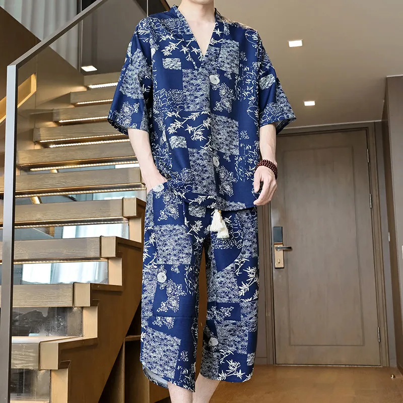 ensemble-de-vetements-de-sport-decontractes-d'ete-pantalon-fin-a-sept-quarts-coupe-ajustee-pour-homme-vetements-de-maison-ensemble-deux-pieces-t-shirt-leger