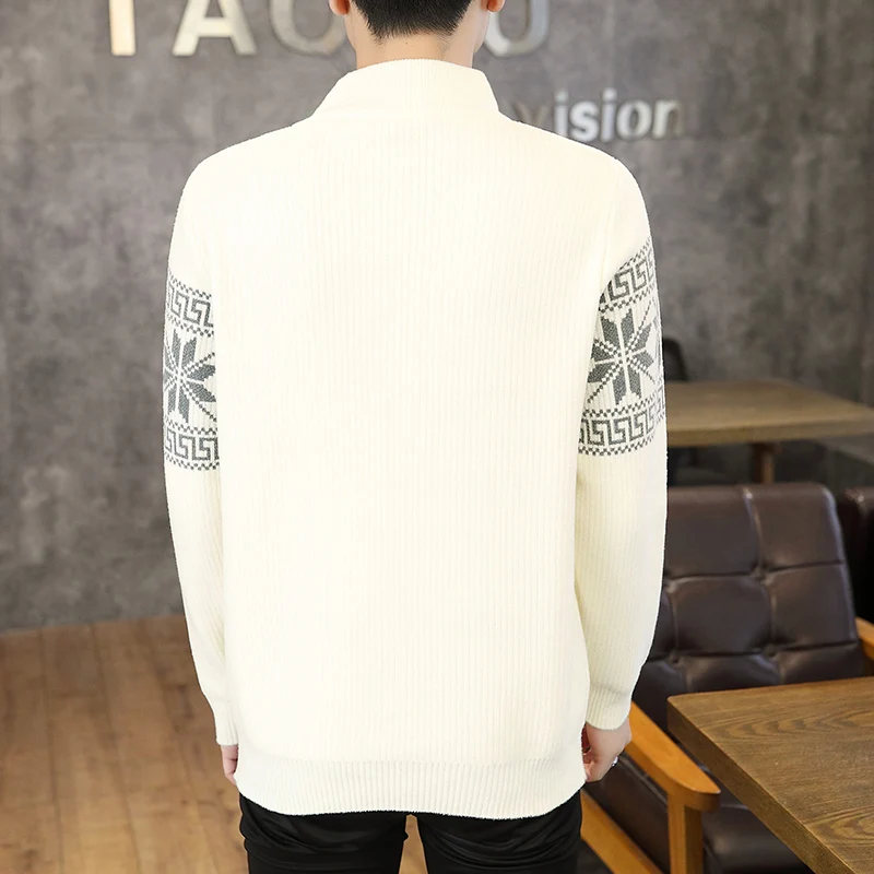 

Модный мужской вязаный свитер с воротником-молнией National Sle Intarsia Ciwalk Long Sve Геометрический узор Полиэфирное волокно