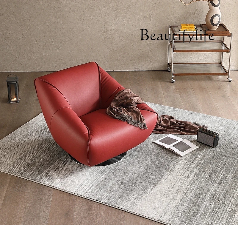 

Italian minimalist creative light luxury rotatable single sofa chair living room premium leisure swivel chair living room