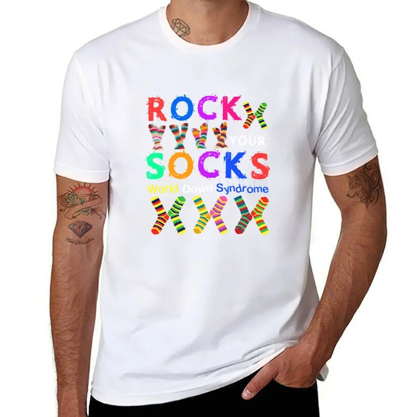 

World Down Syndrome Day Rock Your Socks Awareness T-Shirt men t shirt cotton 100% t shirt custom print T-Shirt