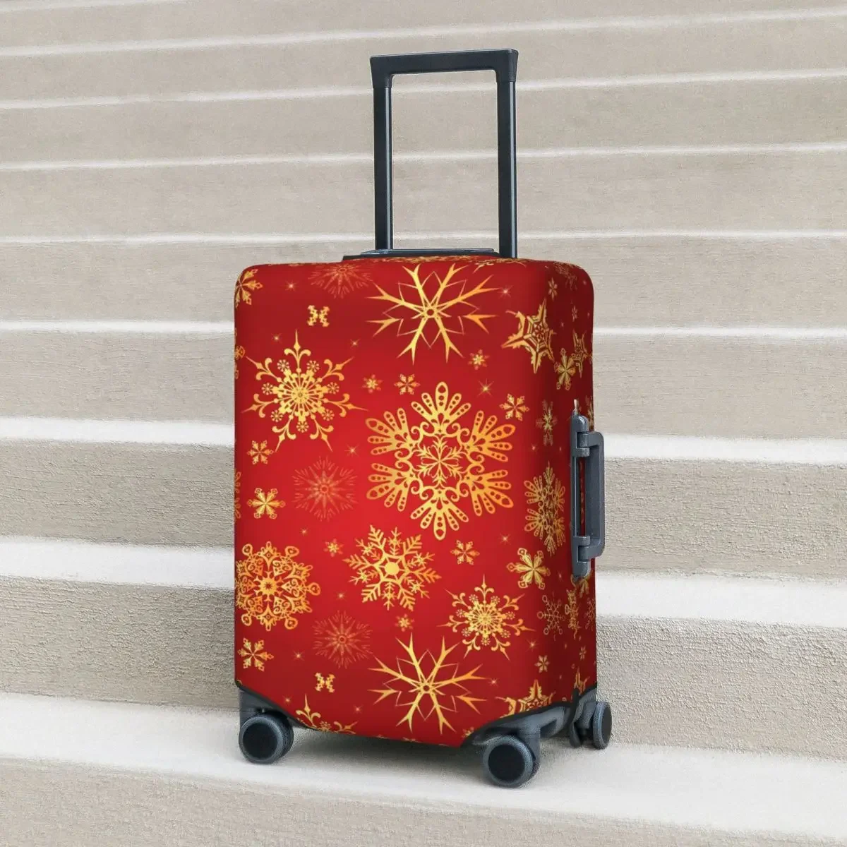 Red Gold Snowflake Suitcase Cover Christmas Fun Business Protection Luggage Supplies Vacation