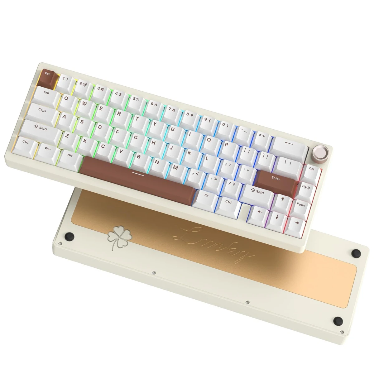 

Womier SK65 60% Retro Creamy White Aluminium Keyboard Wireless Mechanical Keyboard Tri-Mode Hot Swap RGB Backlit Keyboard for PC