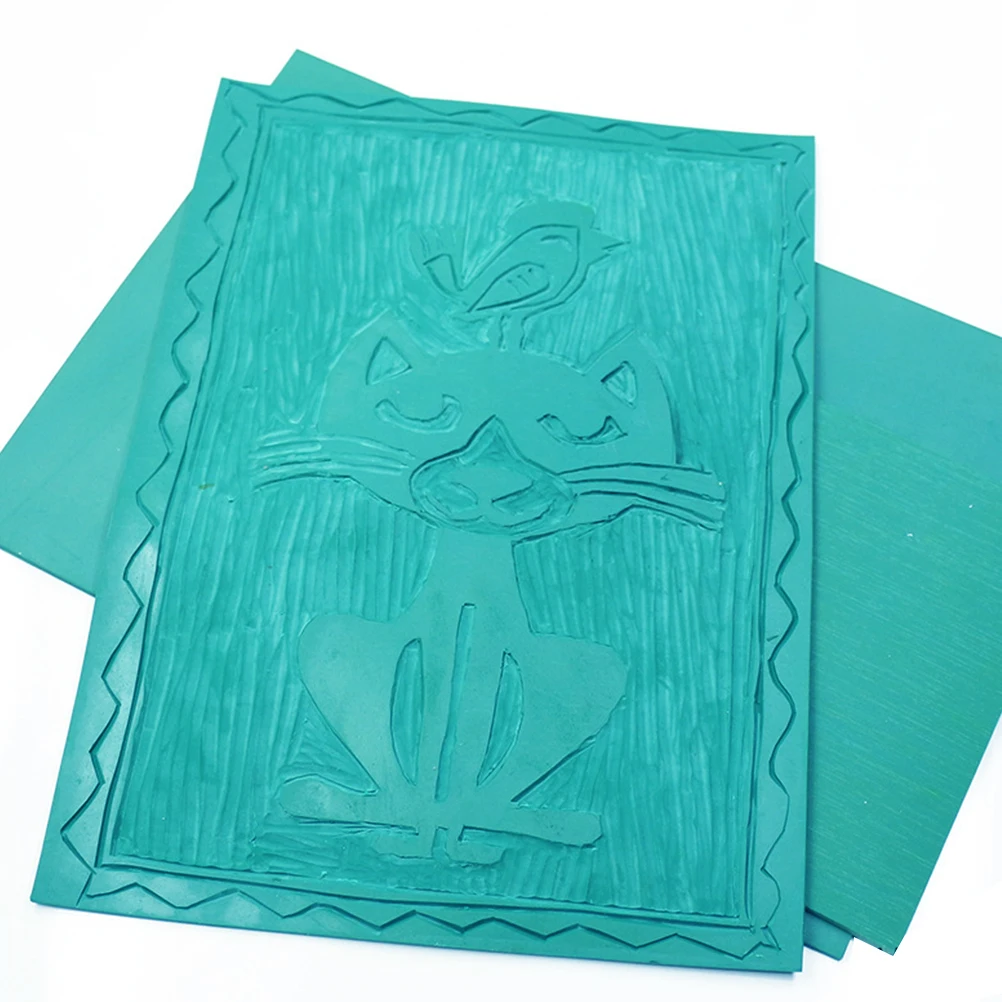 

6pcs A5 Children Printmaking Rubber Sheets Carving Engraving Boards Tools Craft Materials Sturdy Durable Practical