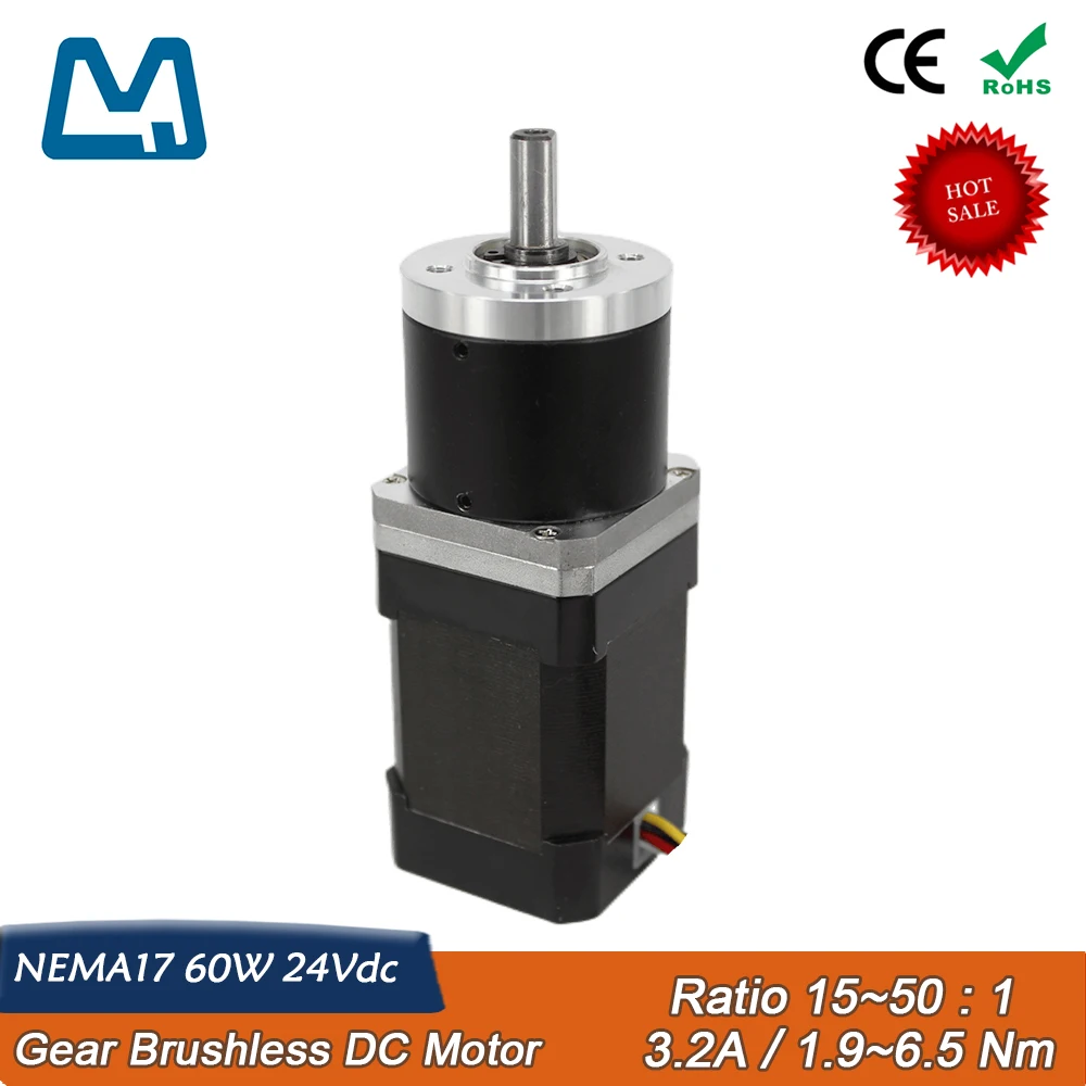 

Nema17 BLDC Motor 24V 60W Gear Brushless DC Ratio 15:1 Metal Planetary Reduction Gearbox 25 Arcmin