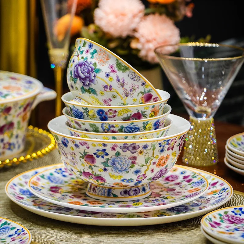 Dish set, household 2024 new Jingdezhen bone china tableware