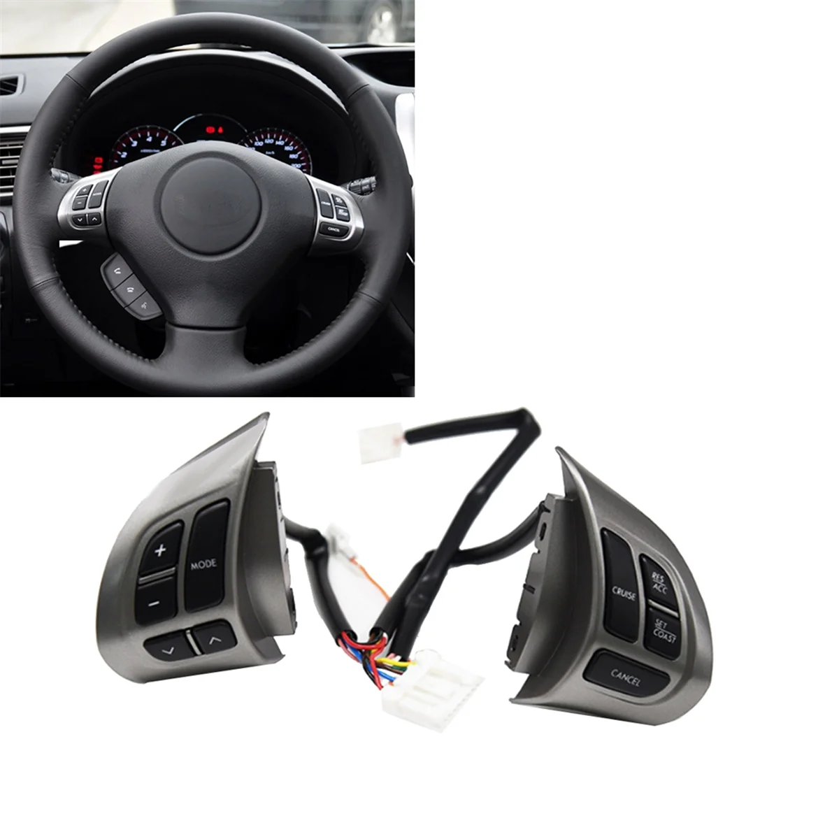 Car Steering Wheel Audio Control Button Switch Cruise Control Switch with Wiring Harness for Subaru Forester 2011-2012