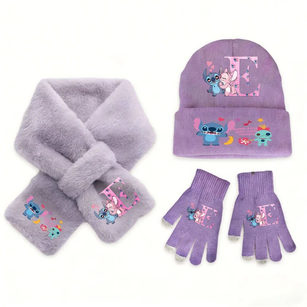 Disney anime ponto 3 pçs quente macio crianças menina malha chapéu cachecol luva conjunto inverno moda acessórios casuais presente de aniversário perfeito