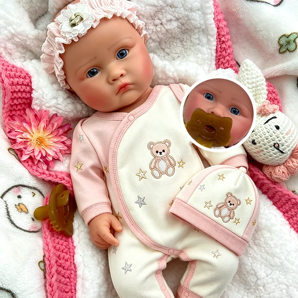 

18" Lifelike Silicone Reborn Baby Girl Hand Painted Sleeping Blue Eyes Newborn Weighted Reborn Doll Limited Edition Collectible