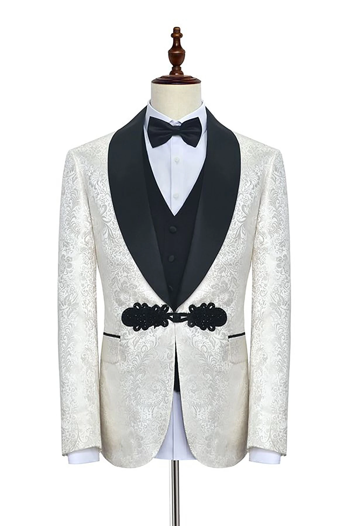 Trajes elegantes de boda para hombre, esmoquin, chal, solapa, botones de diseño, Blazer personalizado para novio, chaleco, pantalones, fiesta Formal a medida, 3 piezas