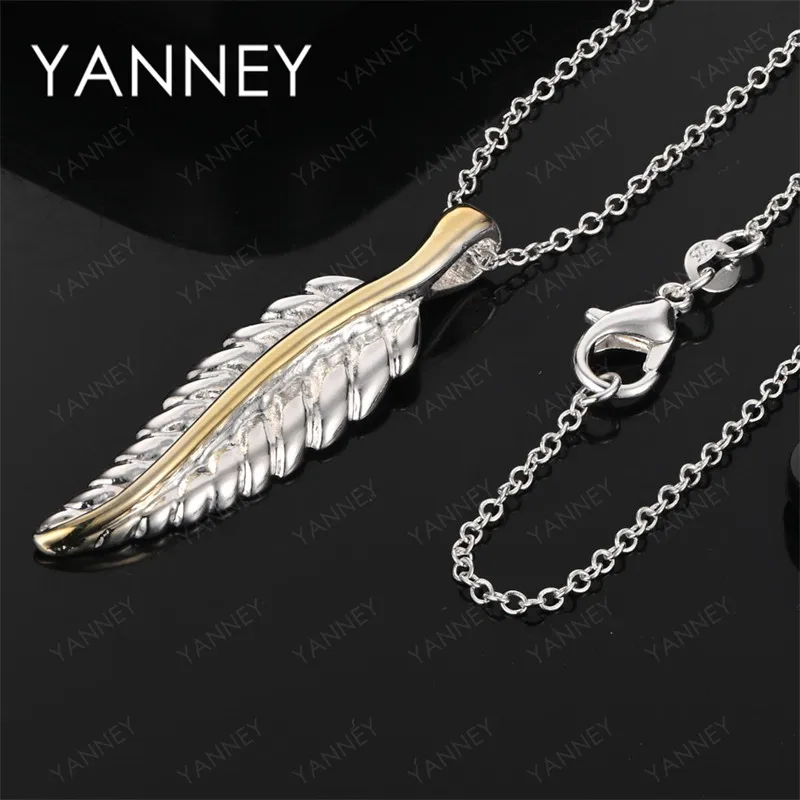 

925 Sterling Silver 16-30 Inch Elegant Luxury Fine Feather Necklace Women Gift Wedding Party Fashion