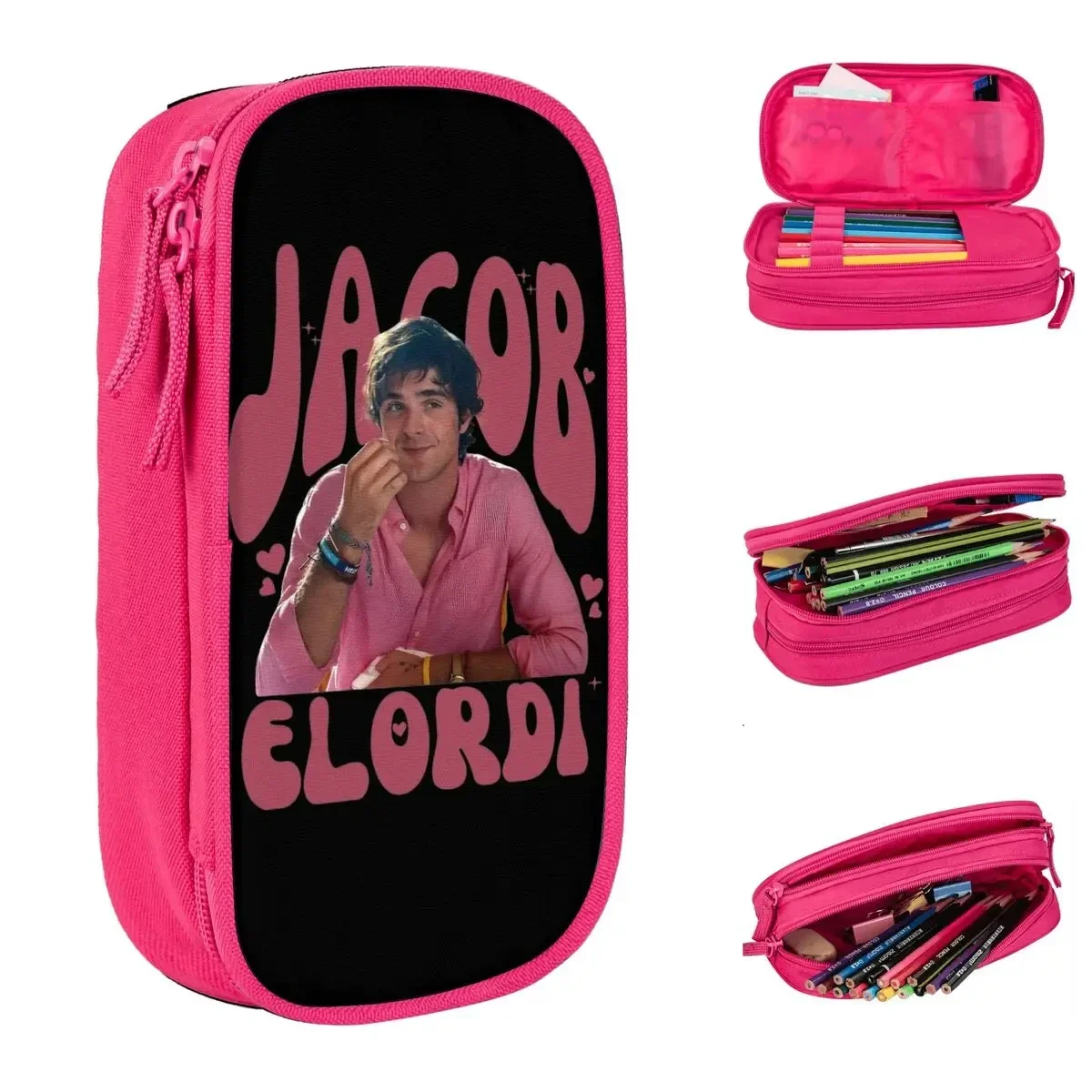 Romantic Jacob Elordi Pencil Case Double Layer Large-capacity Office Accessories Pencil Case Stationery Perfect Gifts