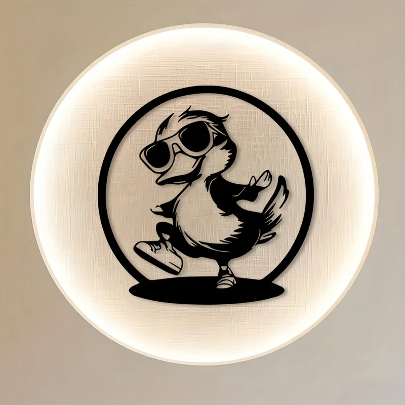 Dancing Duck Metal Wall Art Iron Sculpture Playful Poultry Mural Indoor Outdoor Garden Patio Hanging Easter Farmhouse Decor Gift
