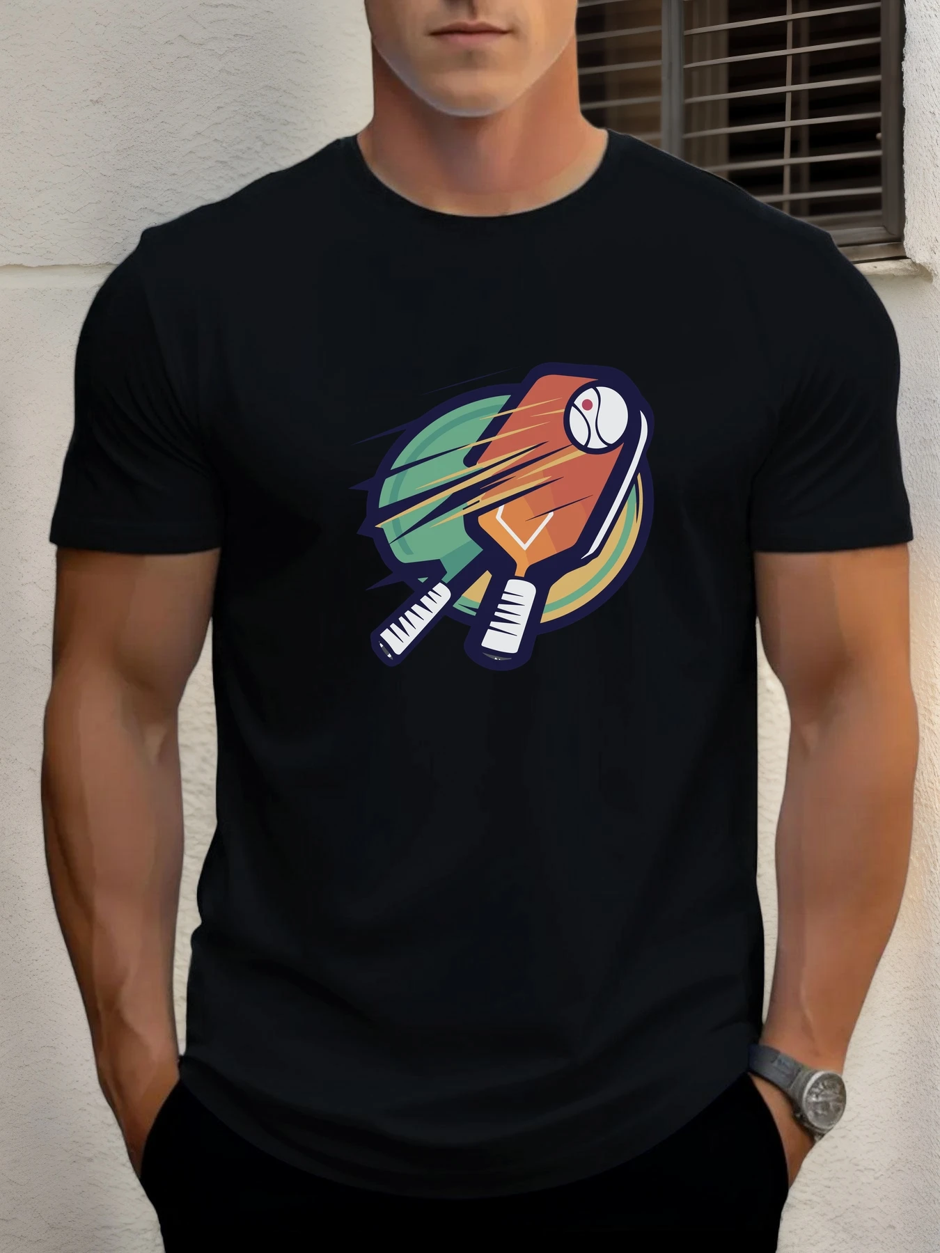 

T Shirt For Men Peak Racket 100% Cotton Graphic Printing Summer Round Neck T-Shirt Casual Breathable Street Style Daily Top