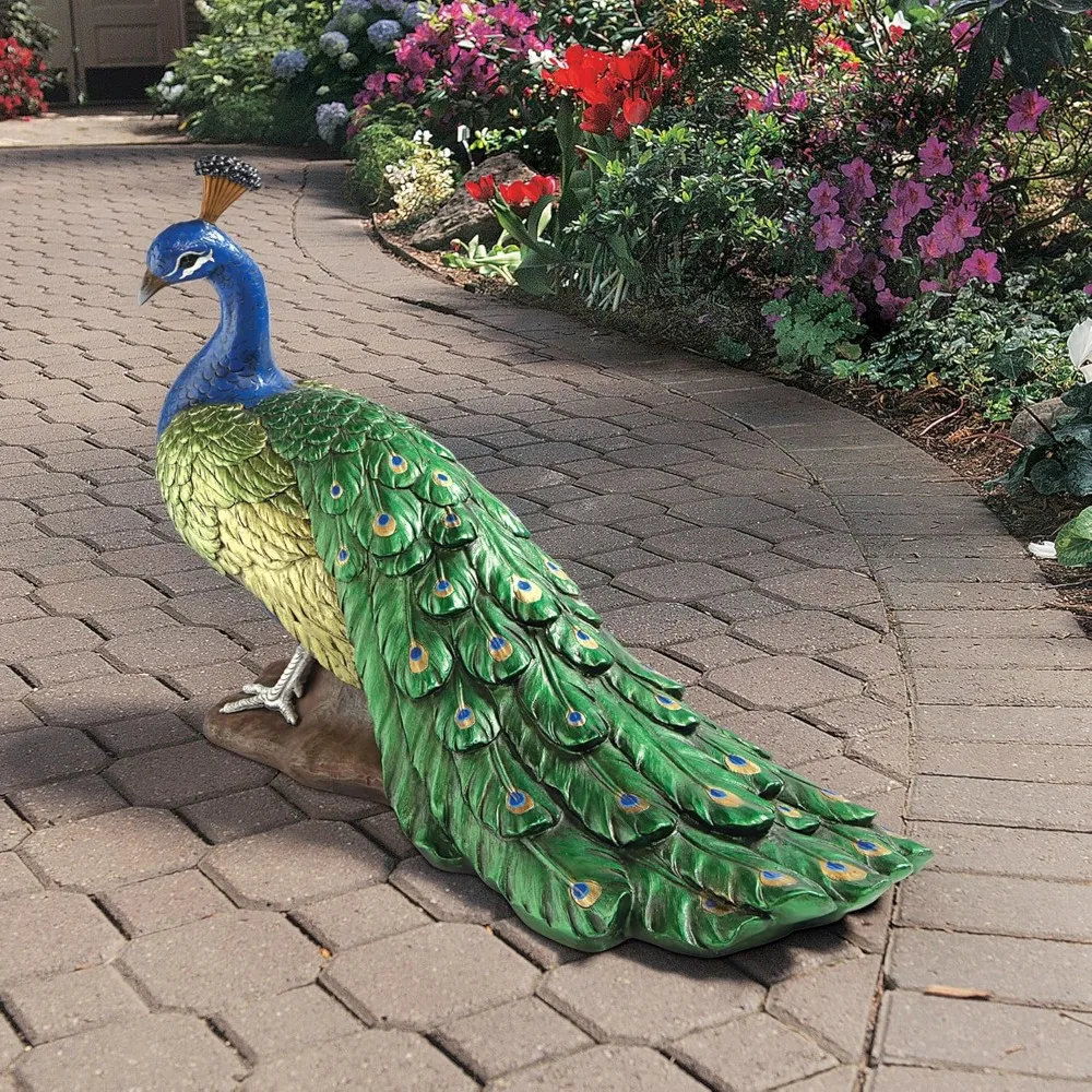 

Regal Peacock Garden Bird Statue, Large, 34 Inch, Full Color