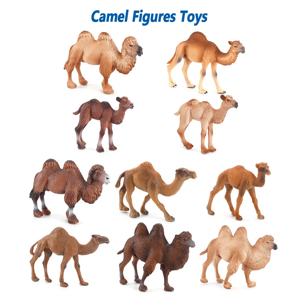 Miniature Camel Bactrian Dromedary Animal Figurines Model Toy Action Figure Kids Birthday Gift Desert Journey Tabletop Display