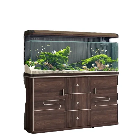 

Modern Chinese Style U-Shaped Bullet Glass Aquarium With Large Bottom Filter Eco-Friendly Living Room Fish Species