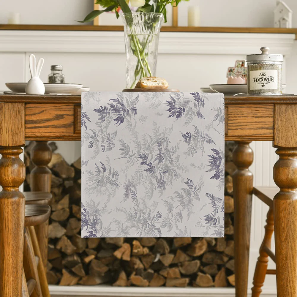 Simple Plant Geometry in Solid Colors Table Runner Polyester Table Runners for Dining Room Cottagecore Polyester Table