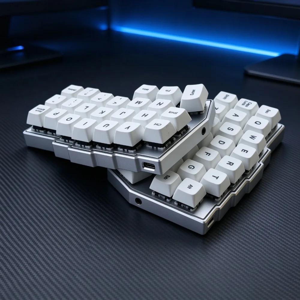Corne V4.1 CNC Aluminum Split Keyboard Wired VIAL Programmable Hot Swap MX Silent Switch RGB 3-Layer Foam Ergonomic Mechanical