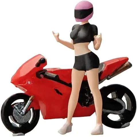 Painted Figure 1:64 Scale Mini Model Plastic People Figures Standing Female Racer Figure Model,Suitable for Miniature Scenes