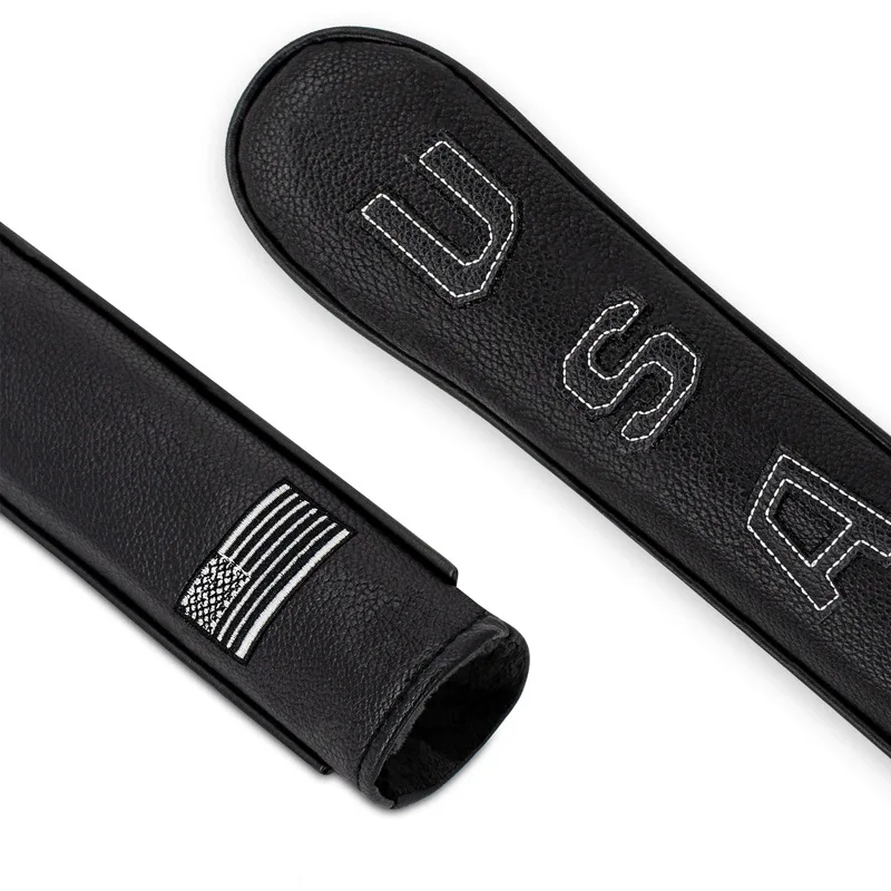 Golf Alignment Stick Cover Flag Embroidery PU Leather Waterproof Direction Rod Cover