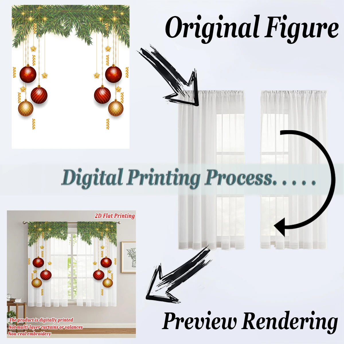 عيد الميلاد شقة الطباعة المطبخ شير الستار مع عيد ميلاد سعيد الكرة ستار زخرفة الصنوبر فرع لعيد الميلاد ديكور المنزل الطرف