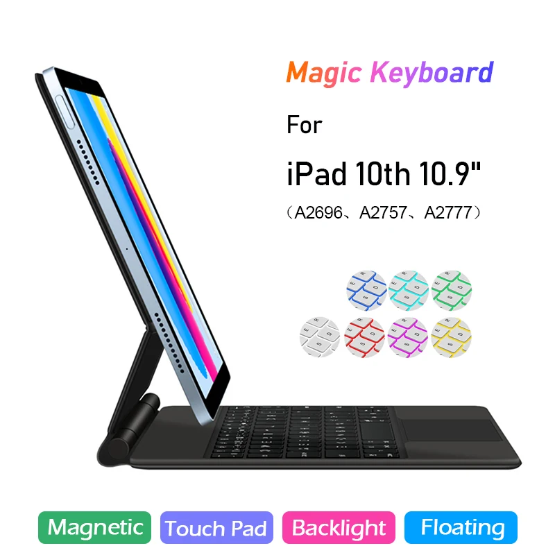 

iPad Case For iPad 10 10th Generation 2022 10.9 Inch Trackpad Backlit Keyboard Floating Magnetic Stand Cover Folio Magic Teclado