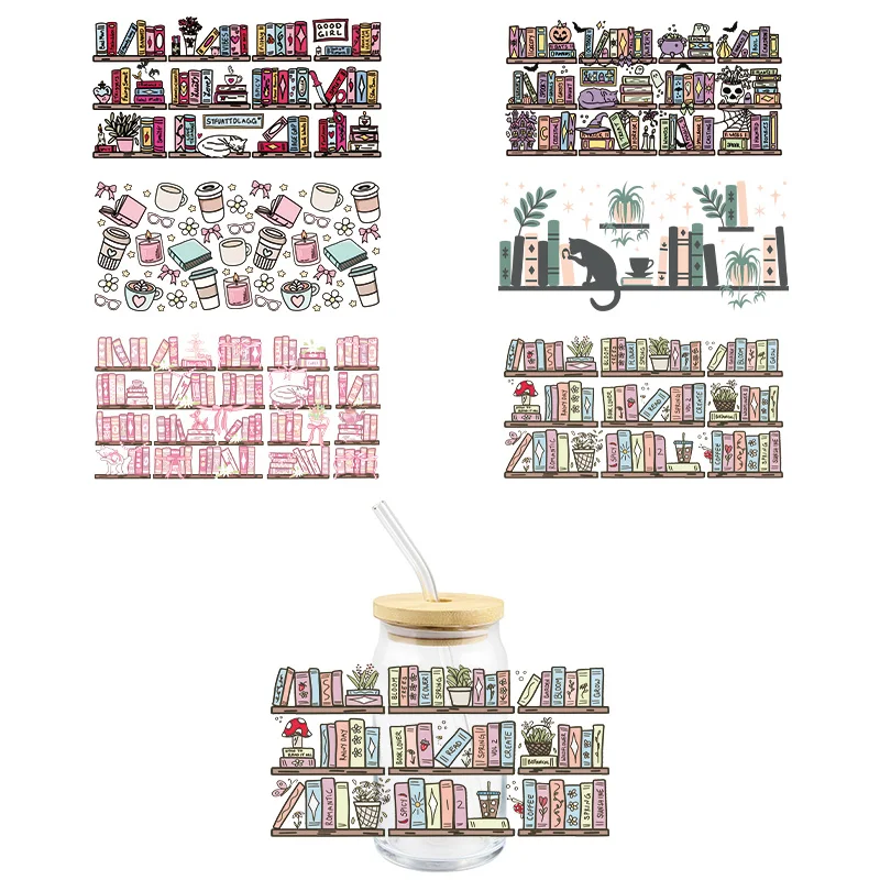 

Fashion Books UV DTF Wrap Transfer Stickers 3D Colorful Design Waterproof Wrap For Glasses Cups Bottles Decal