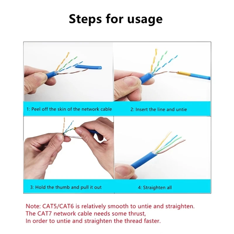 CAT5 CAT6 CAT7 Loosener Network Cable Straightener Both Ends With Mini Wire Stripper Great Uses Of Small Tool