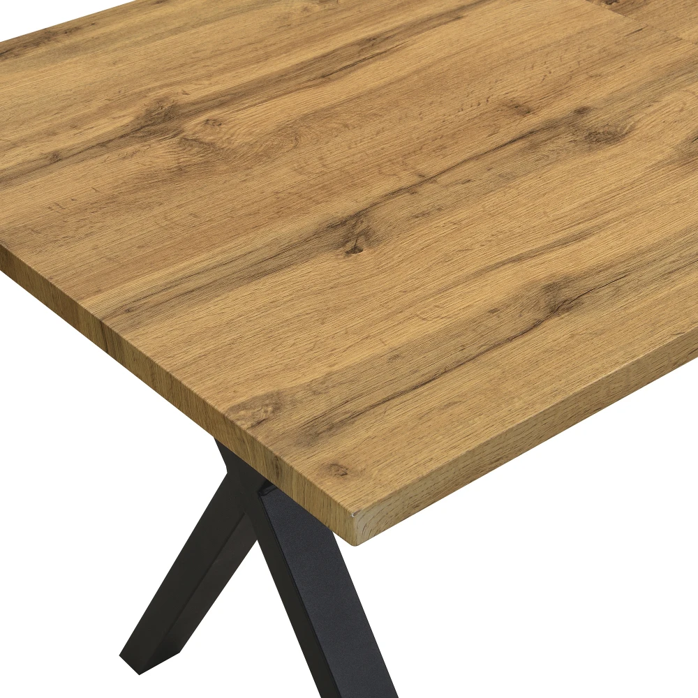 Esstisch, gekreuztes Design, rechteckiger Esstisch, Couchtisch, moderner, einfacher Esstisch aus Schmiedeeisen, 140 x 80 x 76 cm – Detail 10