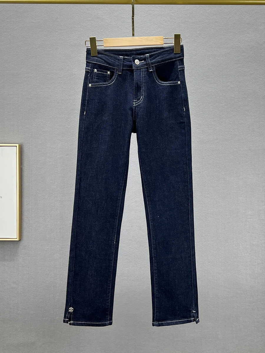 

High Waist Stretchy Women's Jeans Autumn New Style Versatile Straight Tube Pants Cotton Elastic Denim High Waist