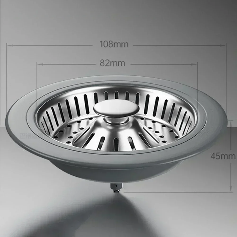Drain Strainer For Kitchen Drain Strainer 10.8*10.8*4.5cm Sink Drain Strainer Stainless Steel Construction Fine Mesh Filter