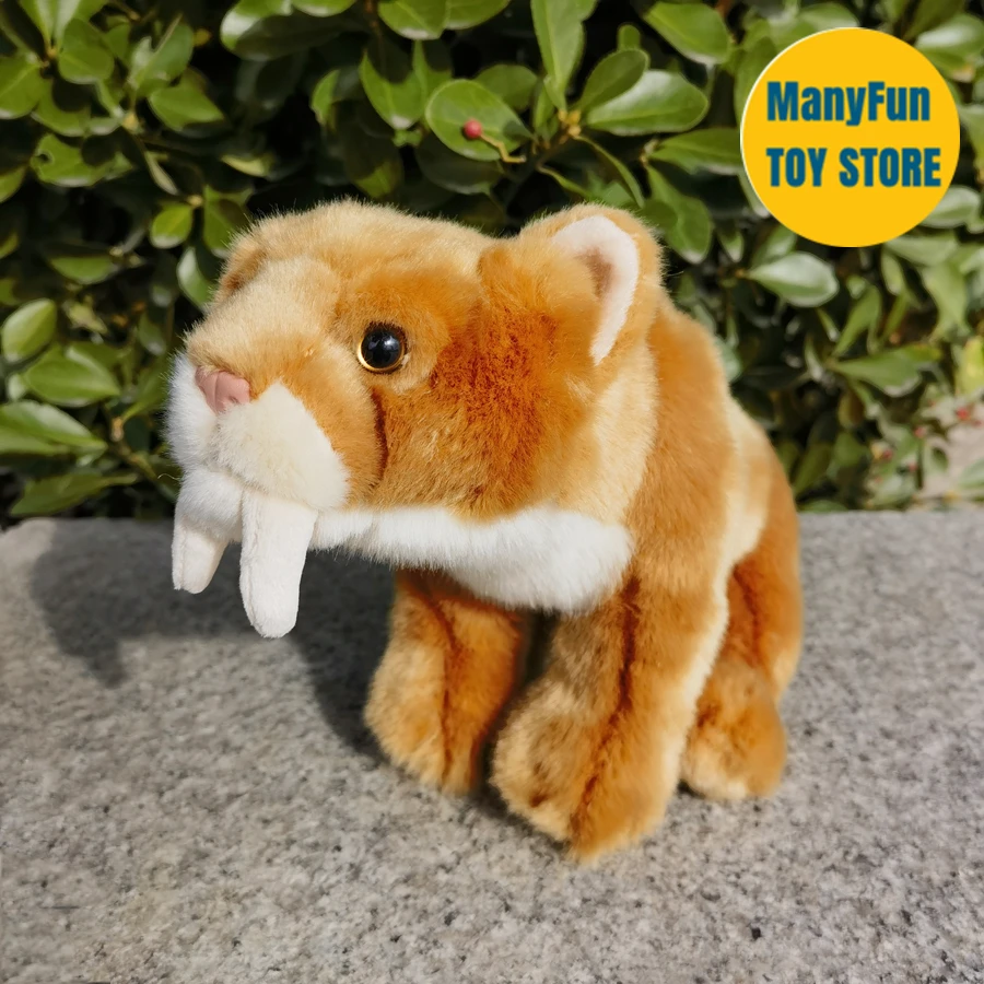 Realistic Saber-toothed Tiger High Fidelity Smilodon Plushie sabretooth Plush Toys Lifelike Simulation Stuffed Animals Toy Gifts