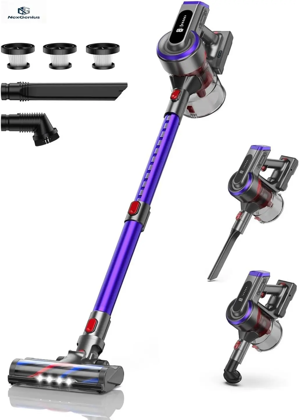 

Cordless Vacuum Cleaner, 450W 40Kpa Vacuum Cleaners for Home, Max 55Mins Anti-Tangle Stick Vacuum with Touch Display, Lightweigh