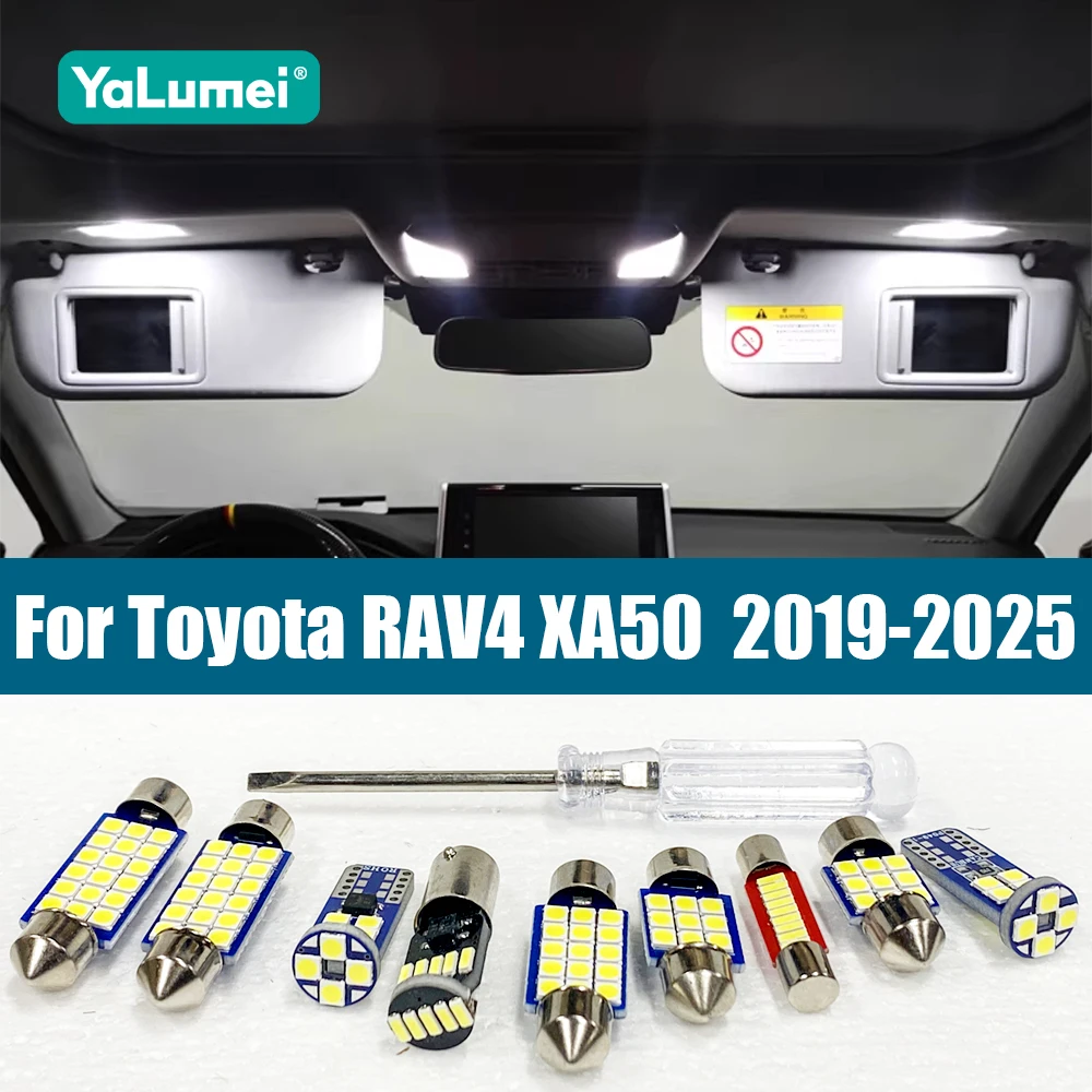 

Для Toyota RAV4 XA50 2019-2025 RAV 4 Hybrid: Комплект из 6 светодиодных ламп для салона, освещения для чтения и багажника