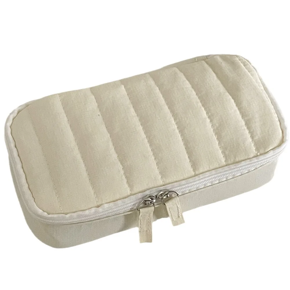 Fashion Cotton Large-capacity Stationery Storage Bag Multi-function Candy Color Pencil Pouch Cute Design Soft Makeup Box Girls