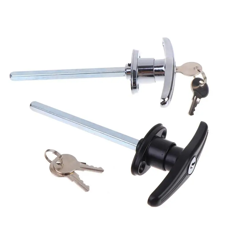 1Set Handle Lock Replacement Shed Door Barn Garage Keyed T-Handle Zinc Alloy Hardware Locking T Lock Handle With 2 Keys