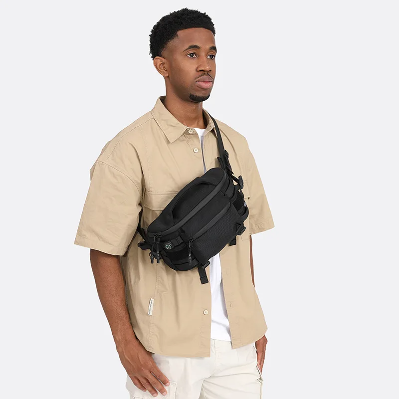 Multi-functional men's waist bag, sports waterproof, casual crossbody men's Oxford fabric large capacity chest bag