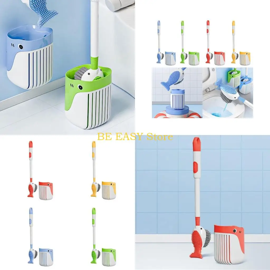 

E28f Длинная ручка Туалетная щетка и держатель для ванной комнаты туалетная щетка мультфильм кит очистить уборка