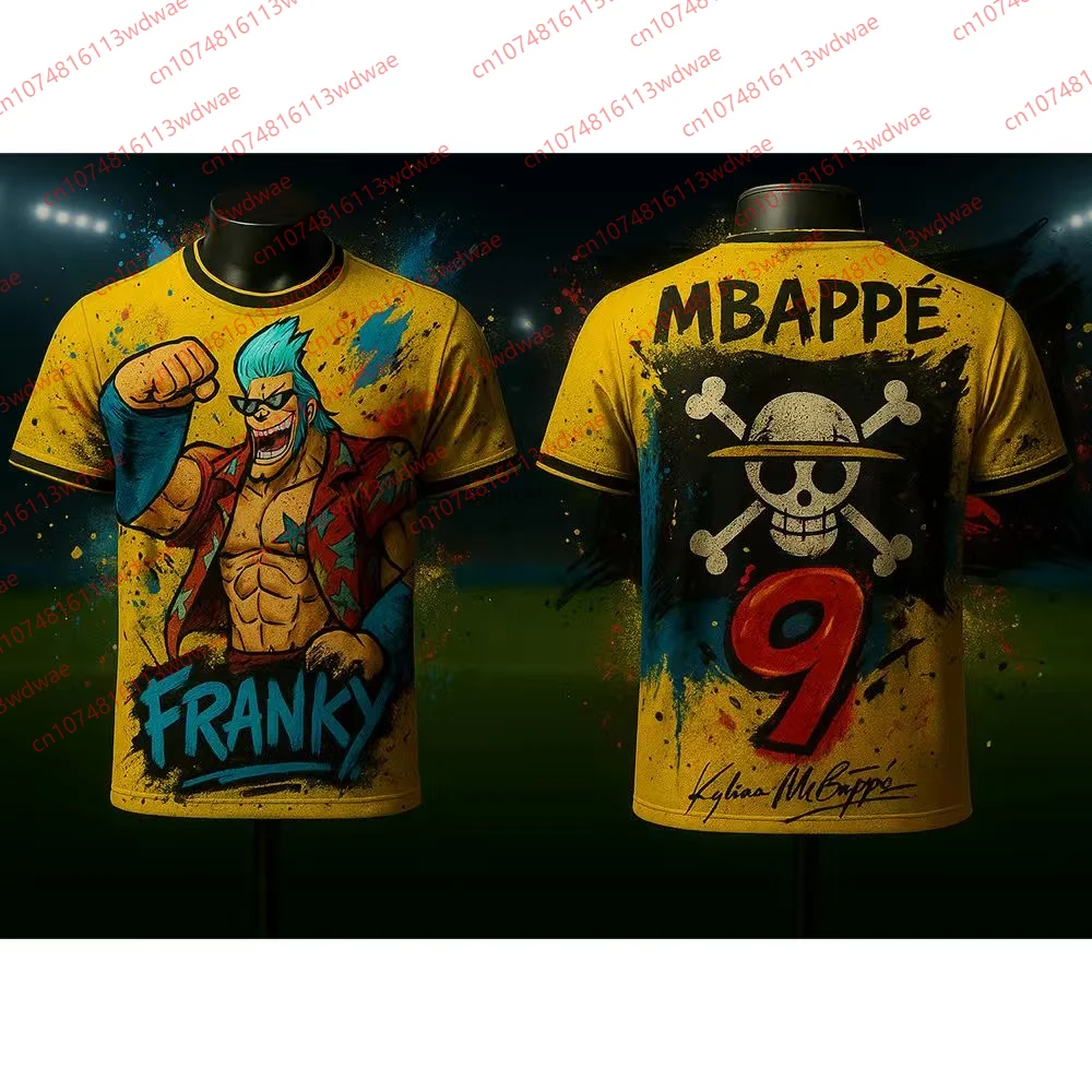Camiseta Franky de una pieza, camiseta Mbappé 9, camiseta de verano para hombre, ropa informal estilo Hip Hop, camiseta de fútbol holgada, Kits para niños